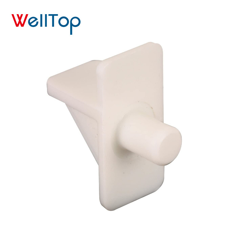 WELLTOP 14.108 Low Price Furniture Hardware Accessories 1/4 Inch Clear White Plastic Clips Wardrobe Shelf Support Peg for Cabine