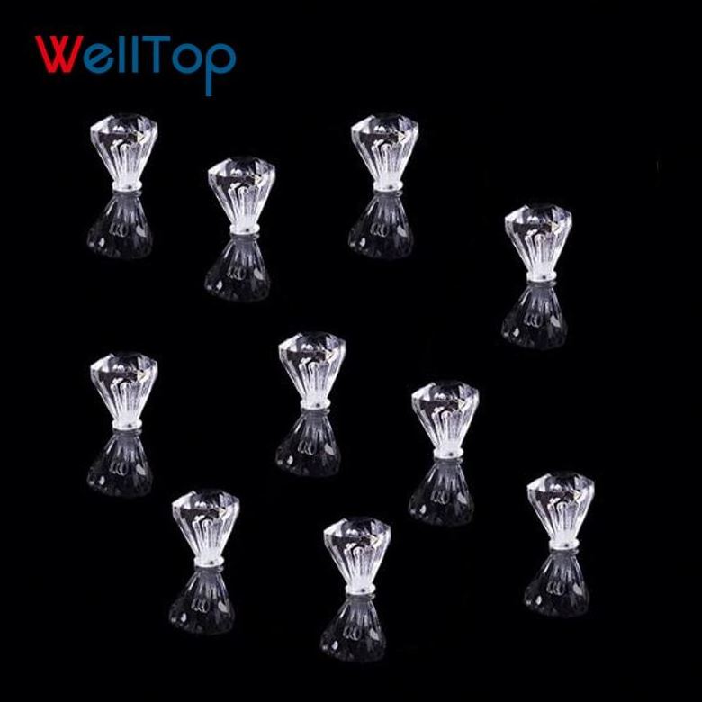 WELLTOP Kitchen Furniture Clear Faceted Small Drawer Pull Handles Knob Cupboard Cabinet Pull Handle VT-01.139