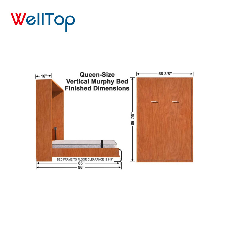 Wallbed Folding Horizontal Hidden Wall Bed Bedroom Furniture Modern Storage Bed OEM/ODM WT-B02 Factory Direct Murphy Queen Size