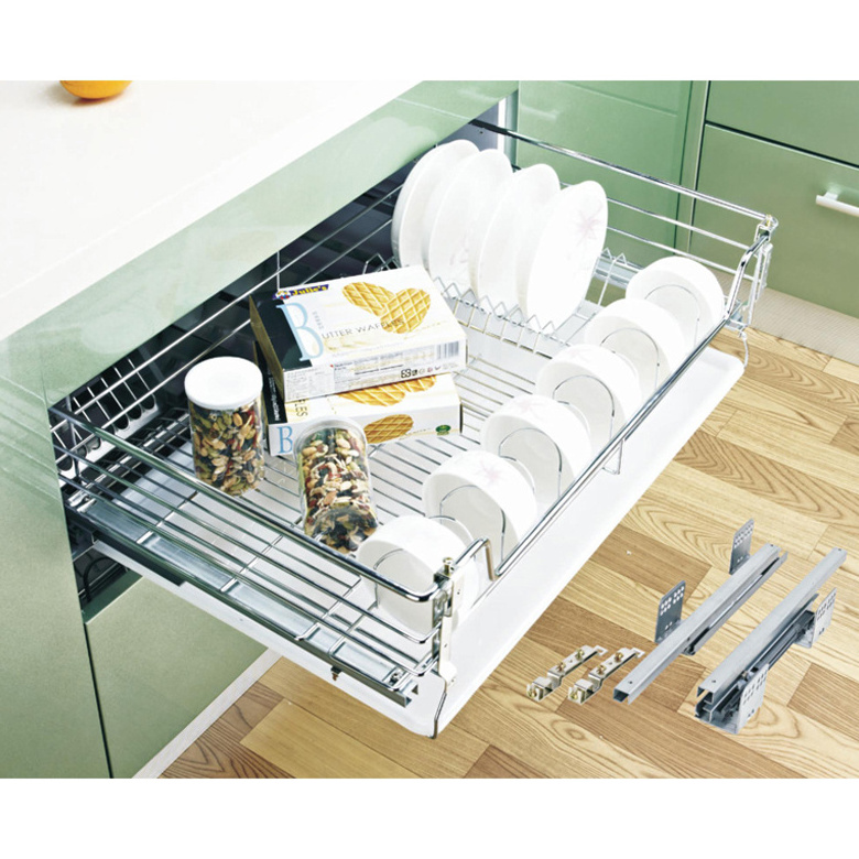 WELLTOP Kitchen Organizer Cabinet Systems Chrome Wire Basket Basket Iron Kitchen Storage VT-09.440 Drawers Pull Out Metal Modern