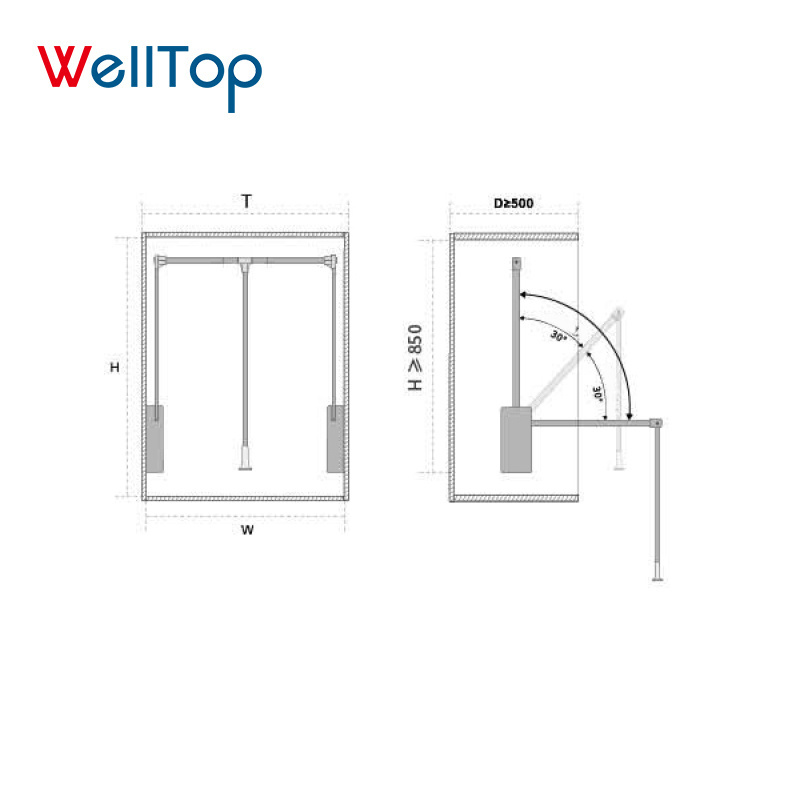 VT-10.137 Wardrobe Accessories Hardware Pull Down Closet Rod Lifting Wardrobe Soft Close Hydraulic Metal Clothes Hangers