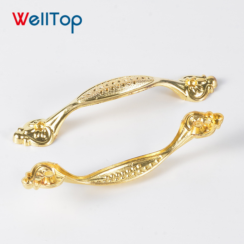 Welltop zinc alloy  hardware suppliers antique dresser drawer brass hardware pulls handles  VT-01.059