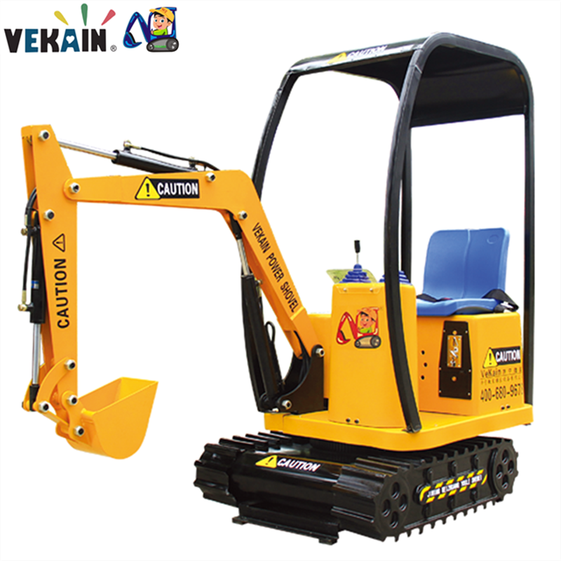 Vekain Coin-Operated Mini Electric Excavator Kids Ride on Amusement Park Ride Made of Metal and Steel