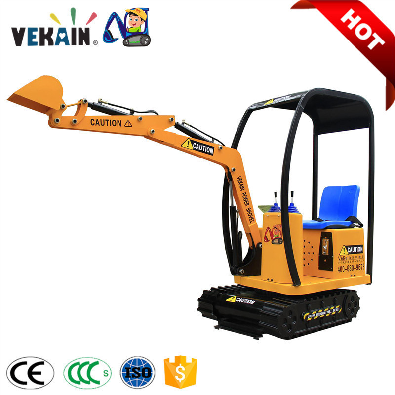 Vekain Coin-Operated Mini Electric Excavator Kids Ride on Amusement Park Ride Made of Metal and Steel