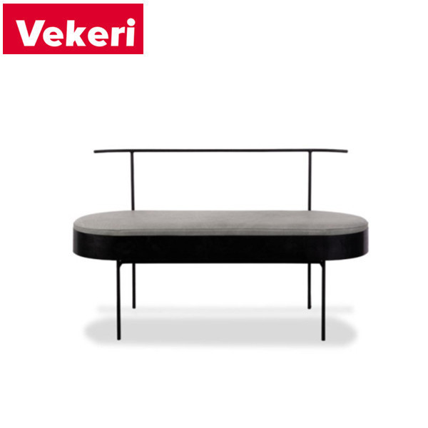 Modern thickened seat with super thin stainless steel frame back and thin bench legs bench