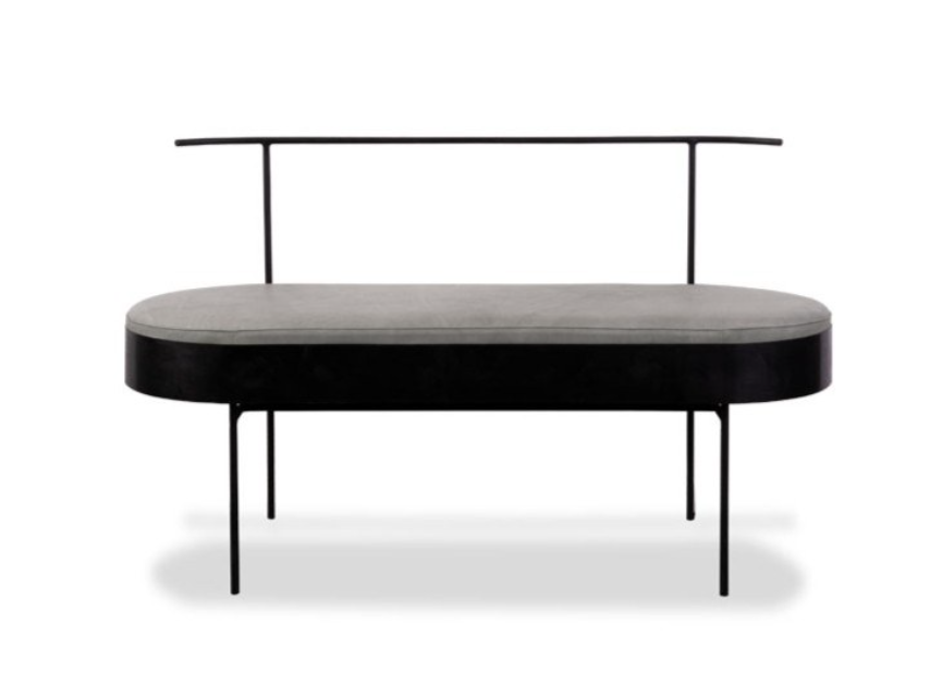 Modern thickened seat with super thin stainless steel frame back and thin bench legs bench