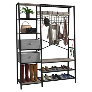 Hall Tree with Storage Bench, 5-in-1 Entryway Bench with Coat Rack, 70.7" Coat Stand with 5 Side Shelves