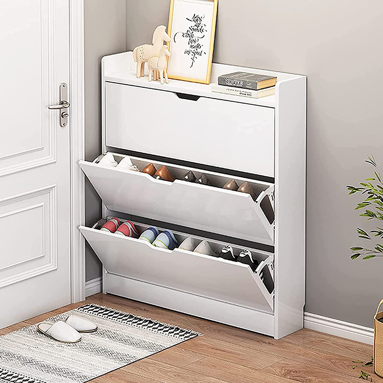 Vekin Living Room Furniture Large Capacity Slim Tipping Shoe Storage Cabinet Modern Creative Wood Shoe Rack Organizer