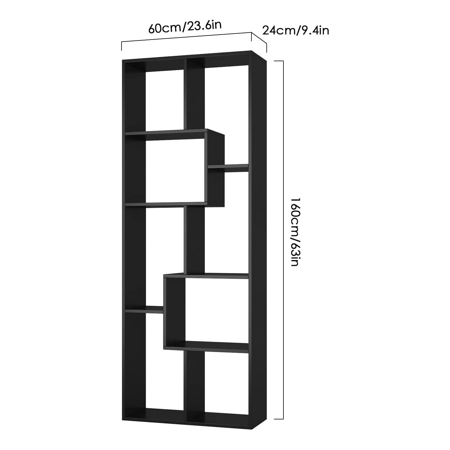 Modern style Wood 8 Tier Bookcase Cube Bookshelf TV Stand Standing Display Shelf for Bedroom Living Room Reading Room