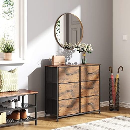 Vekin modern 6 drawers of chest dresser wooden double wardrobe bedroom armoire salon living room furniture drawers cabinet