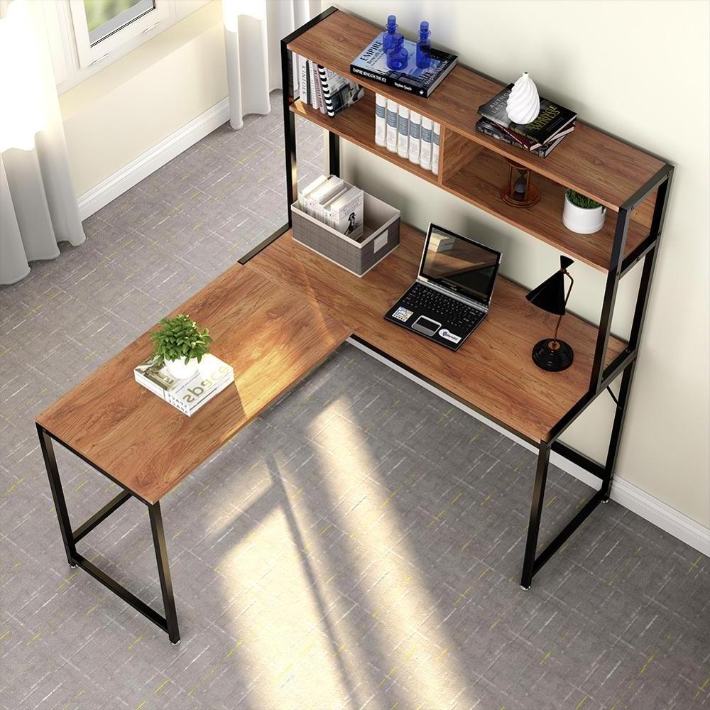 modern computer desk  L Shaped Desk with Storage Corner Desk with Hutch for Home Office