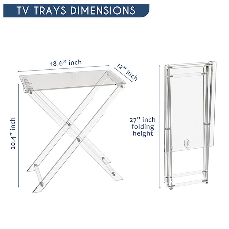 Vekin TV Tray Acrylic Folding TV Tray Table Foldable Furniture Modern Small Desk Easy Assembly Side Table for Living Room