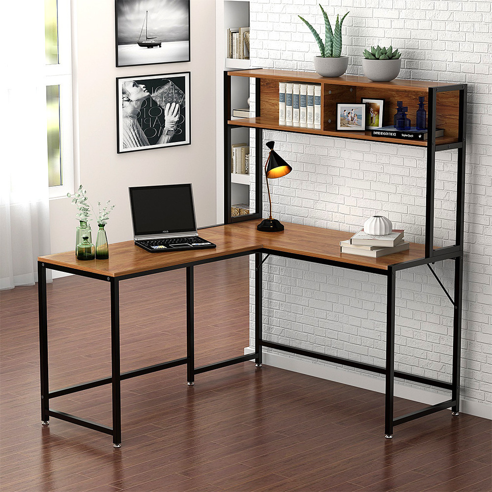 modern computer desk  L Shaped Desk with Storage Corner Desk with Hutch for Home Office