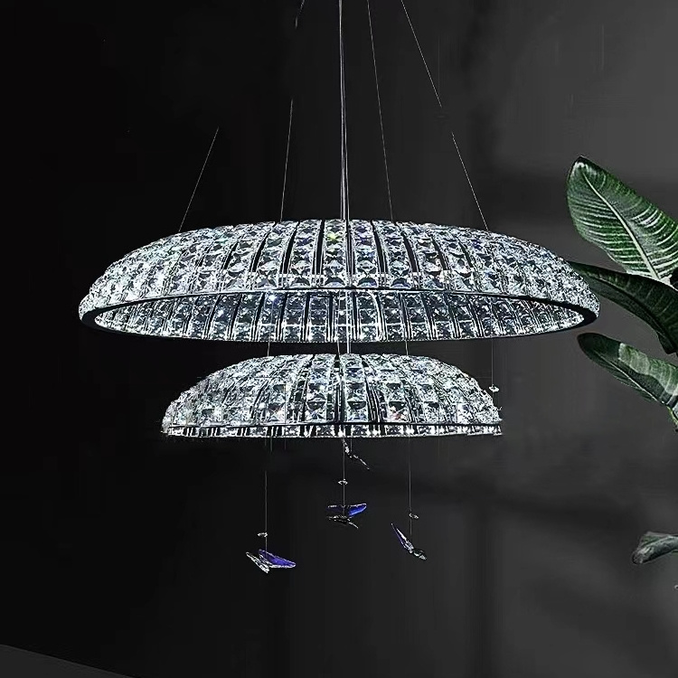 Modern LED crystal chandelier Led Round Pendant Lights luxury stainless steel chandelier for living room dining room