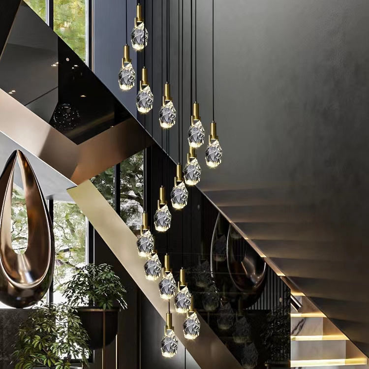 VEKO luxury chandeliers Pendant Lights fancy home lamp staircase high ceiling crystal chandelier