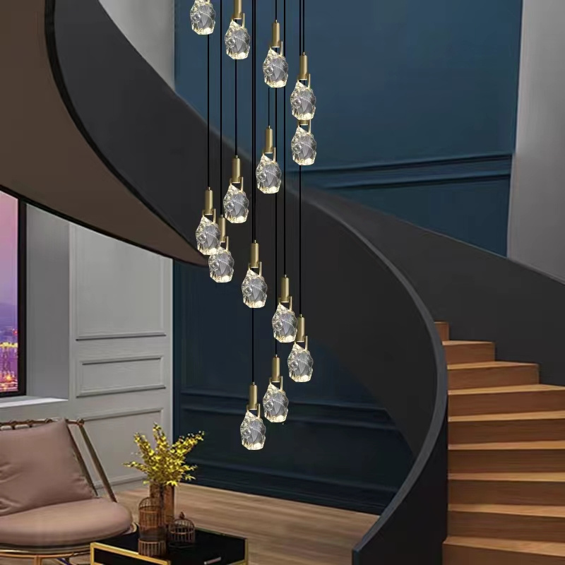 VEKO luxury chandeliers Pendant Lights fancy home lamp staircase high ceiling crystal chandelier