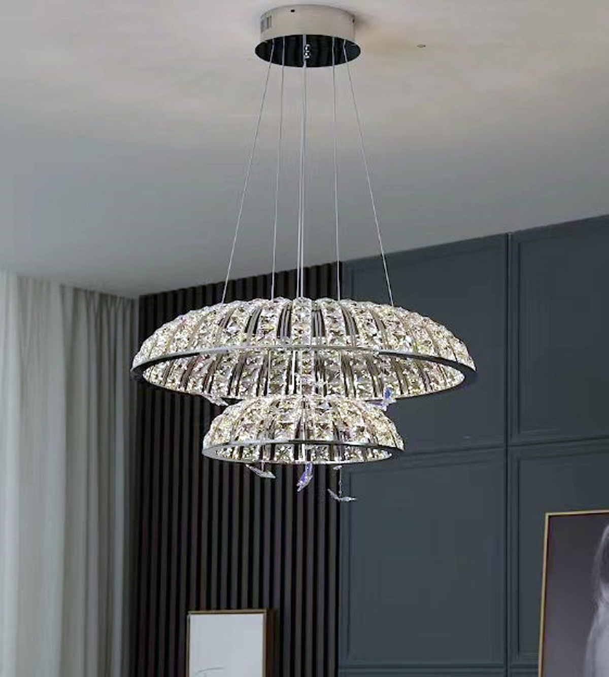 Modern LED crystal chandelier Led Round Pendant Lights luxury stainless steel chandelier for living room dining room