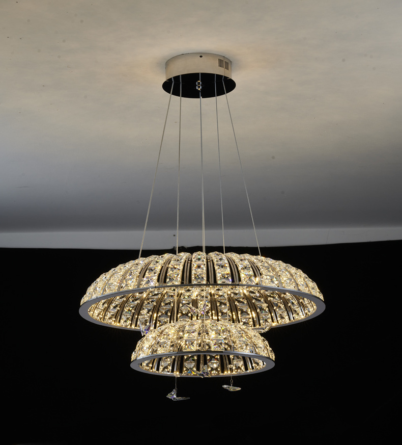 Modern LED crystal chandelier Led Round Pendant Lights luxury stainless steel chandelier for living room dining room