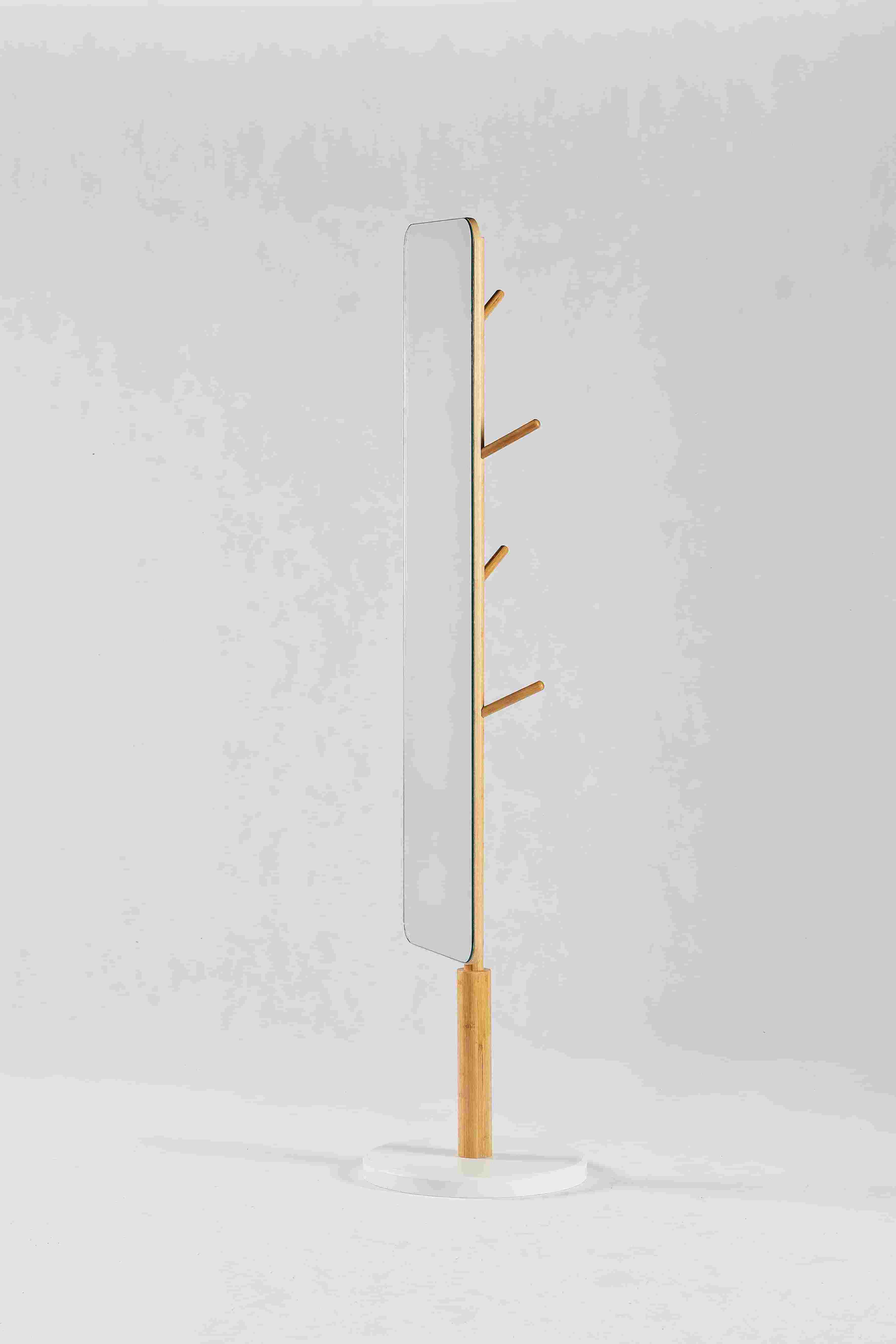 Vekoo Bamboo Coat Rack With Full-Length Mirror