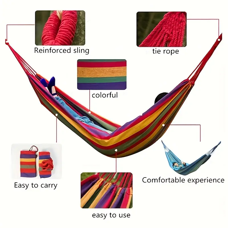 Factory Wholesale Custom Thickened Canvas Hammock Outdoor Hanging Chair Camping Swing Single Hammock