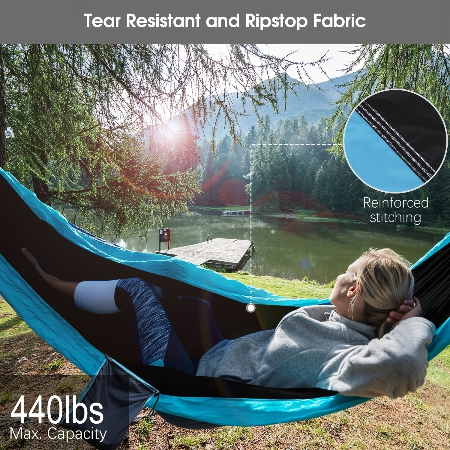 Camping Hammock Automatically Open Anti-Mosquito Mosquito Net for Quick & Easy Outdoor Double Parachute Setup