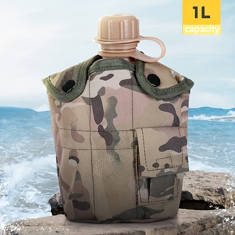 Camping Outdoor Multi-functional Kettle, Three-in-one Thermal Insulation Camouflage Tactical Kettle  For Mountaineering Hiking