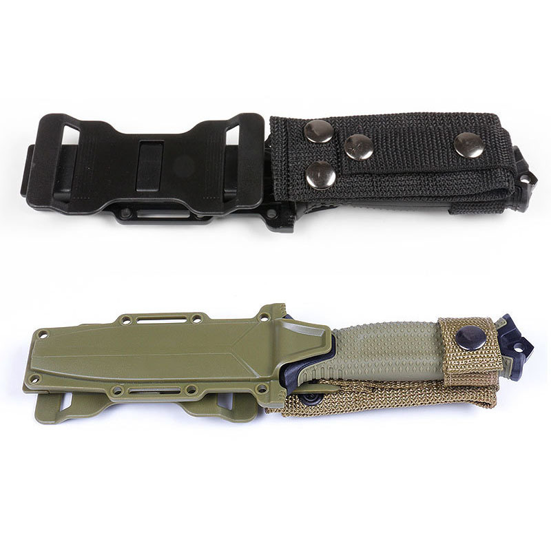 Hot Selling Manufacturer Camping Nylon Sheath Belt Straight Knife Rubber Grip Fixed Blade Hunting Knife