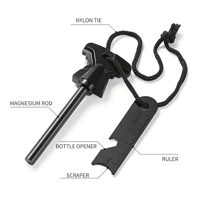 Hot Selling Multi-Tool Striker Flint Steel Fire Starter Survival Tool for Hiking and Emergency Situations with Ferro Rod