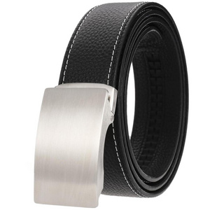 Luxury Italian Top Grain Cow Leather Belt For Men 304 Stainless Steel Automatic Buckle 100% Genuine Leather Ratchet Dress Belt