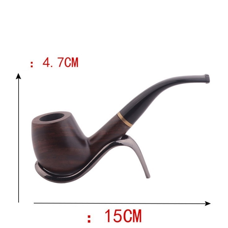 Traditional Style Durable Bent Round Ebony Nature Wood Handmade Tobacco Cigarettes Cigar Smoking Pipe