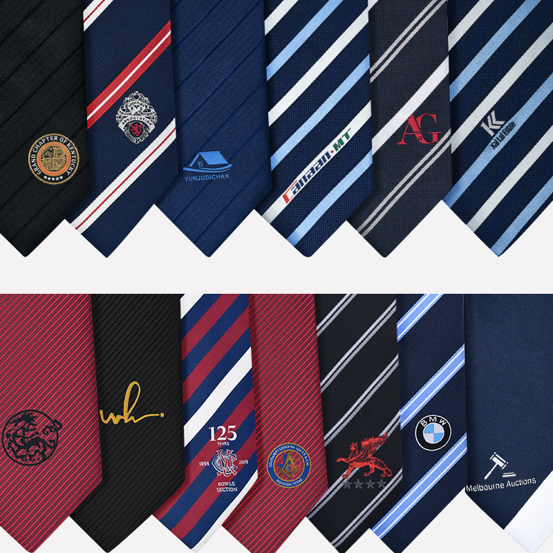 OEM Customize Corporate Company School Uniform Student Security Custom necktie Embroidered Men Logo Tie