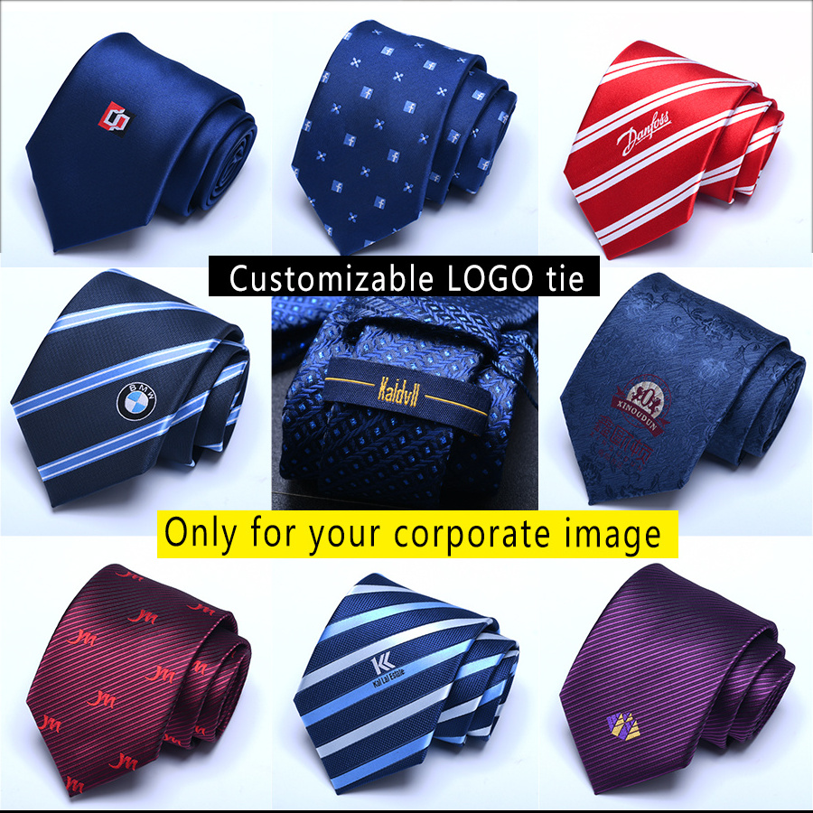 OEM Customize Corporate Company School Uniform Student Security Custom necktie Embroidered Men Logo Tie