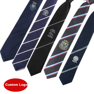 OEM Customize Corporate Company School Uniform Student Security Custom necktie Embroidered Men Logo Tie