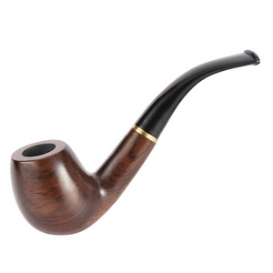 Men's Tobacco Briar Pipes Handmade Bent Sandalwood Ebony Wood Smoking Pipe