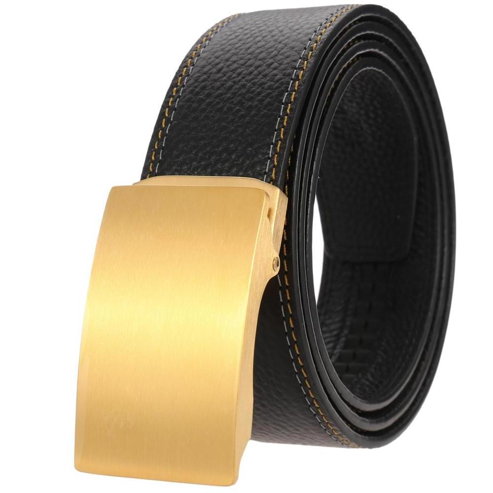 Luxury Italian Top Grain Cow Leather Belt For Men 304 Stainless Steel Automatic Buckle 100% Genuine Leather Ratchet Dress Belt