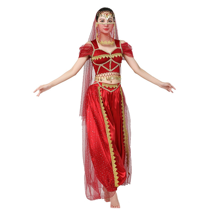 Wholesale 4Pcs Noble Princess Jasmine Cosplay Stage Performance Dancewear Exotic Indian Belly Dance Costumes For Women