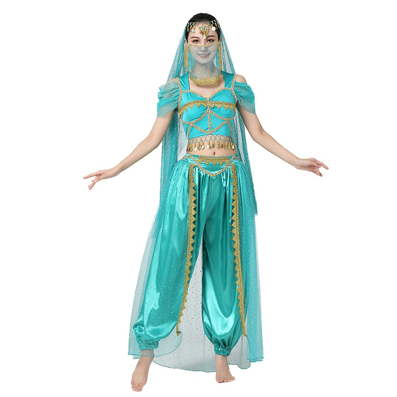 Wholesale 4Pcs Noble Princess Jasmine Cosplay Stage Performance Dancewear Exotic Indian Belly Dance Costumes For Women