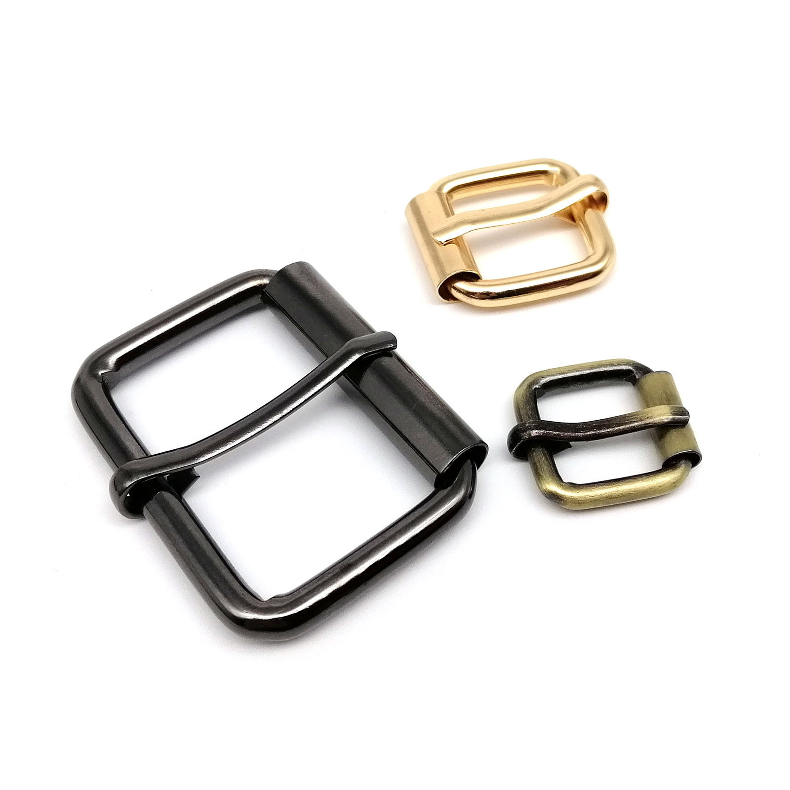 Thickened Leather Hand Bag Backpack Shoe Strap Belt Rectangle Ring Web Adjust Metal Roller Pin Buckle