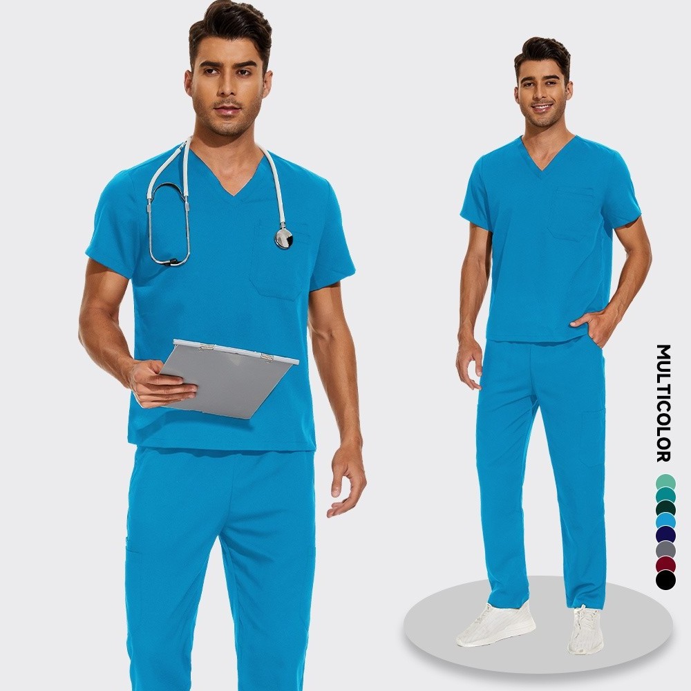 Operating Room Doctor Costume Men Pharmacy Workwear Surgical Nurse Suit Breathable Veterinary Nursing Set Dental Dentist Uniform