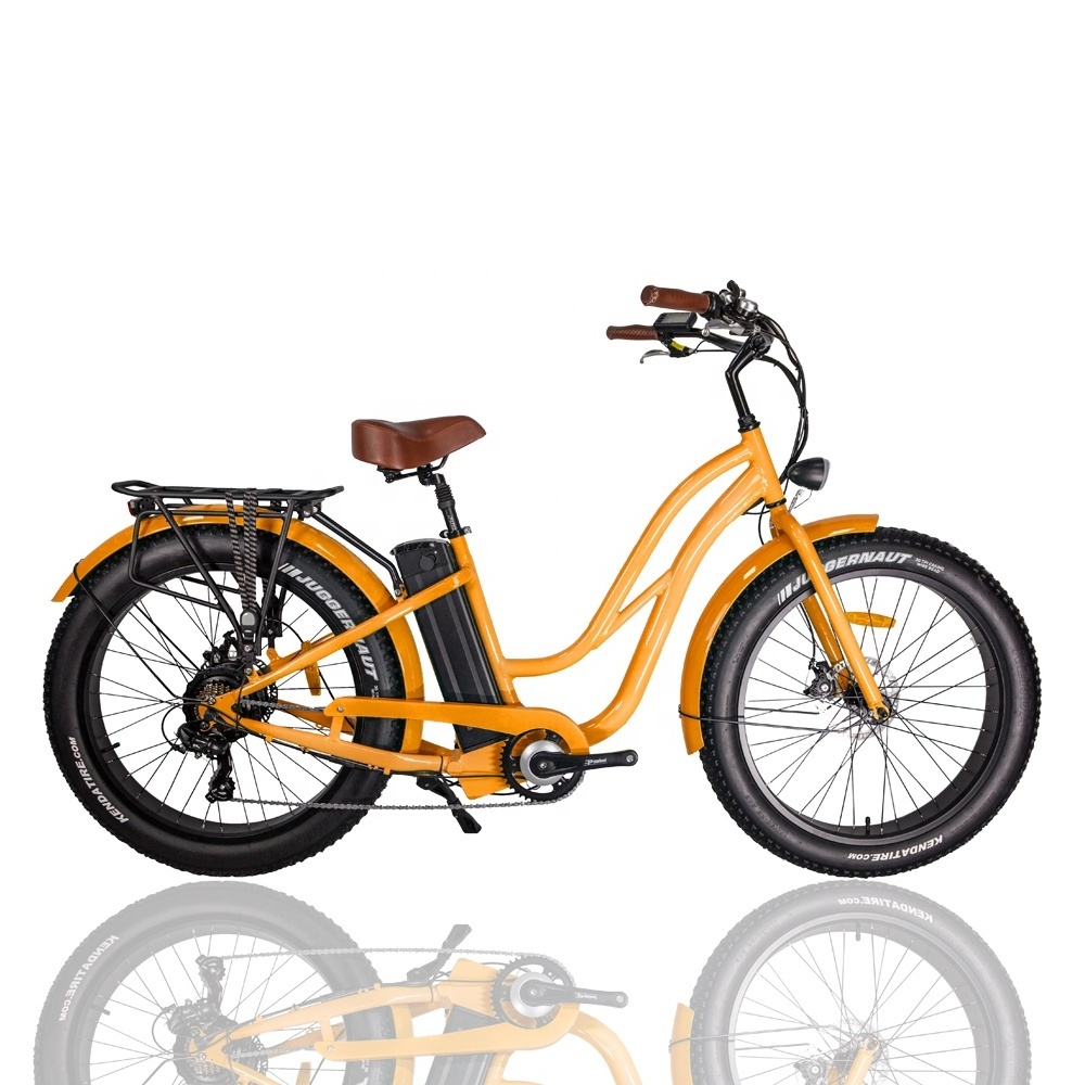 2024 City EBike 750W Rear Motor 26 inch * 4.0 Fat Tire Bicycle Step Through Beach Cruiser Electric Bike