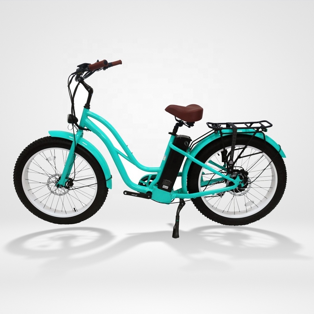 2024 City EBike 750W Rear Motor 26 inch * 4.0 Fat Tire Bicycle Step Through Beach Cruiser Electric Bike