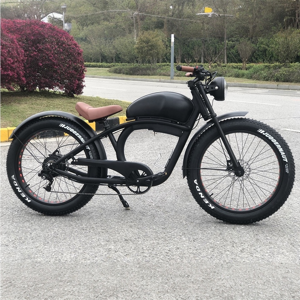 Velomove oem retro style super cafe racer ebike 500w 750w adult 26 inch fat tire electric bike