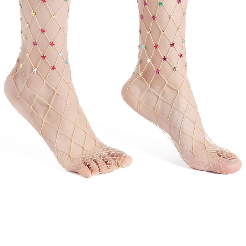 Velsatis New Design Female Sexy Mature Colorful  Fishnet Silk Stocking Women Luxury Stocking