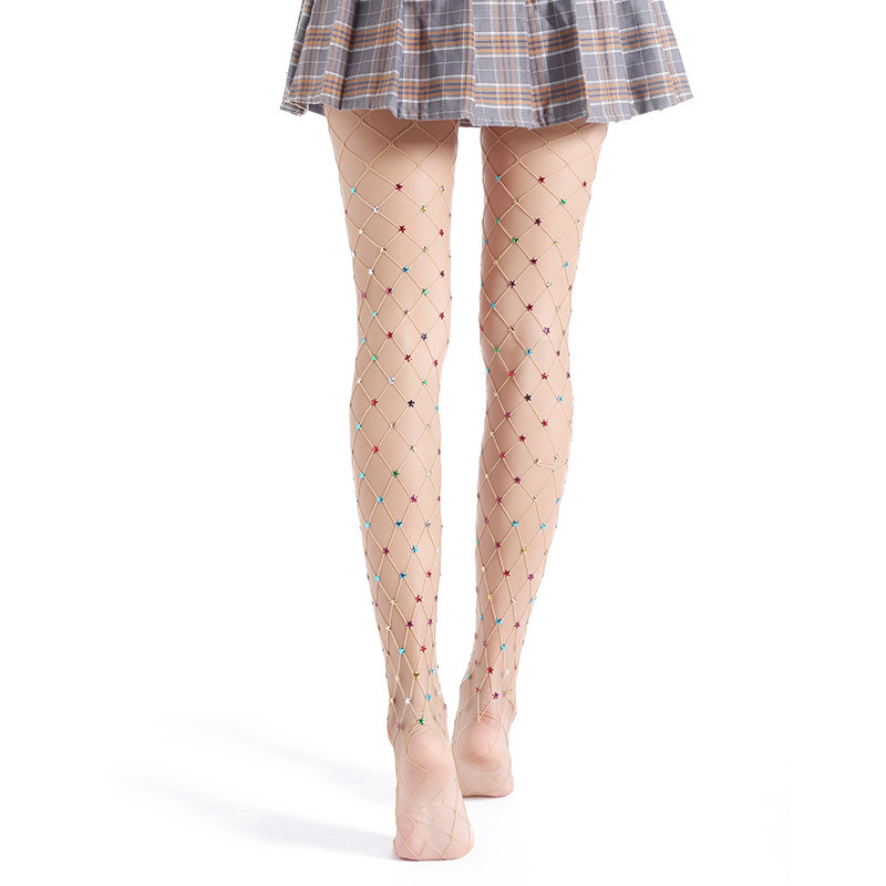 Velsatis New Design Female Sexy Mature Colorful  Fishnet Silk Stocking Women Luxury Stocking