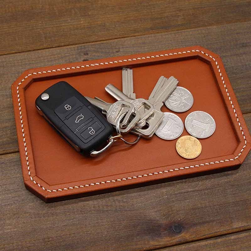 Leather Jewelry Catchall sunglasses Key Phone Coin Box Change Caddy Bedside Storage Box