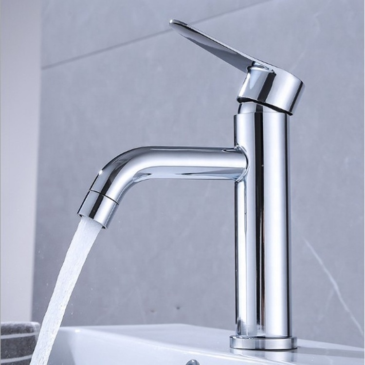 Commercial modern 304 stainless steel bathroom faucet single handle deck single hole washbasin faucet