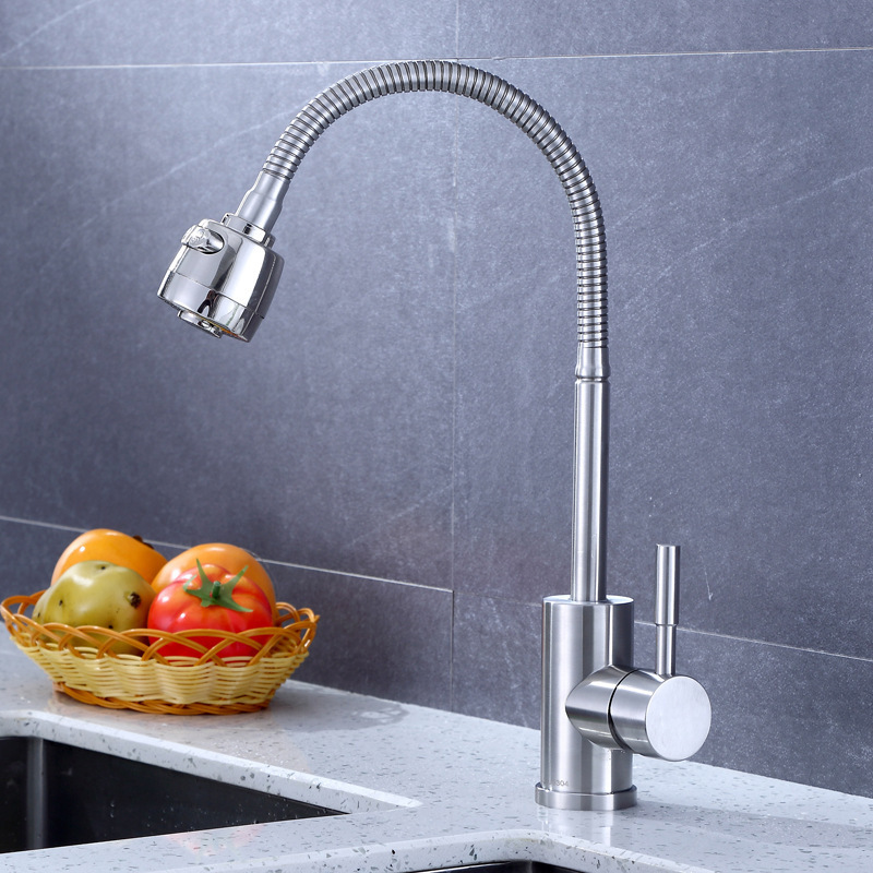 304 stainless steel kitchen faucet pulling type cold and hot BRUSH water channel vegetable basin faucet with multi-function