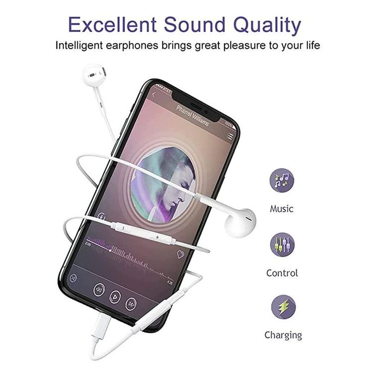 Popular Hot Selling In-ear invinsible 3.5mm mic wired earbuds headphones IP Handsfree Headset With Mic for iPhone