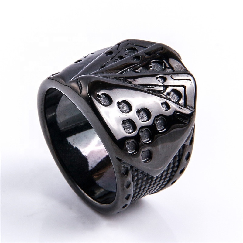 silver retro men personalized mix color titanium ring stainless steel playing card ring