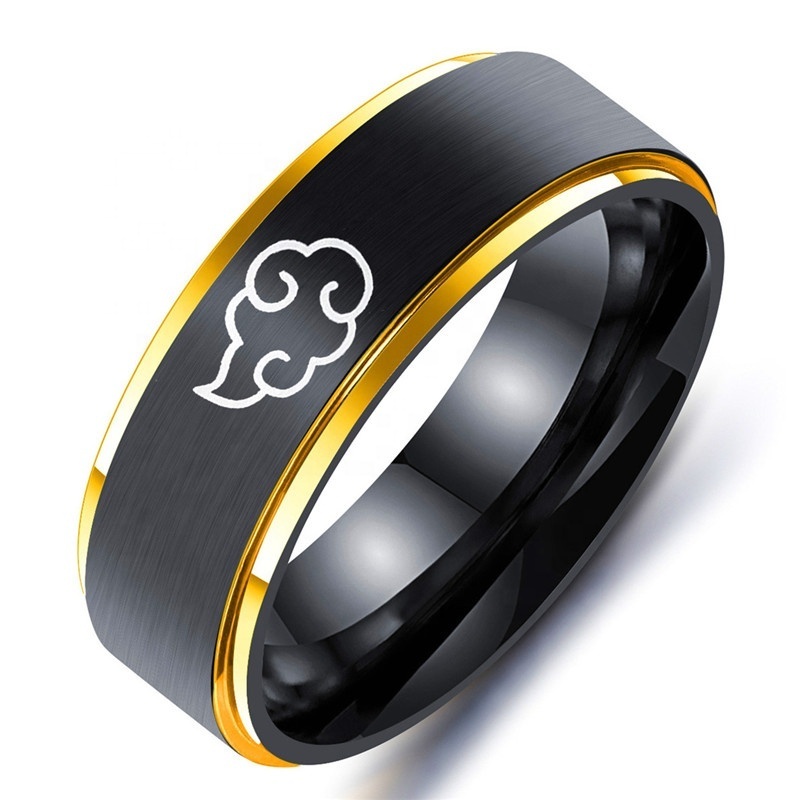 personalized couple moon star and sun cloud shaped 8MM 316 stainless steel silver black gold men ring